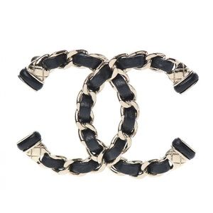 Chanel lambskin and gold brooch